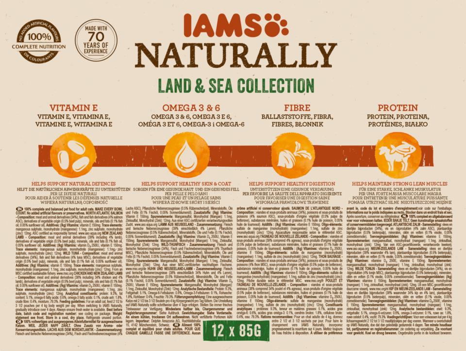 IAMS Naturally kastikkeessa 12x85g Land&Sea
