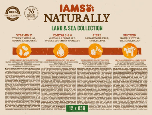 IAMS Naturally kastikkeessa 12x85g Land&Sea
