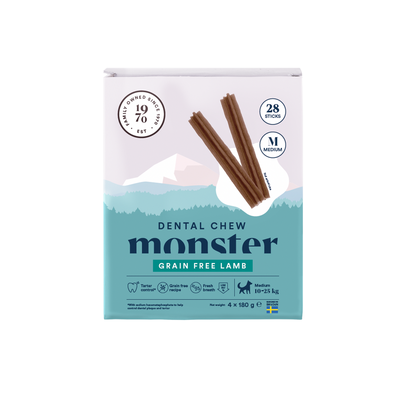 Monster Dog Dental Chew GF Lamb Medium Month 28kpl, 720g