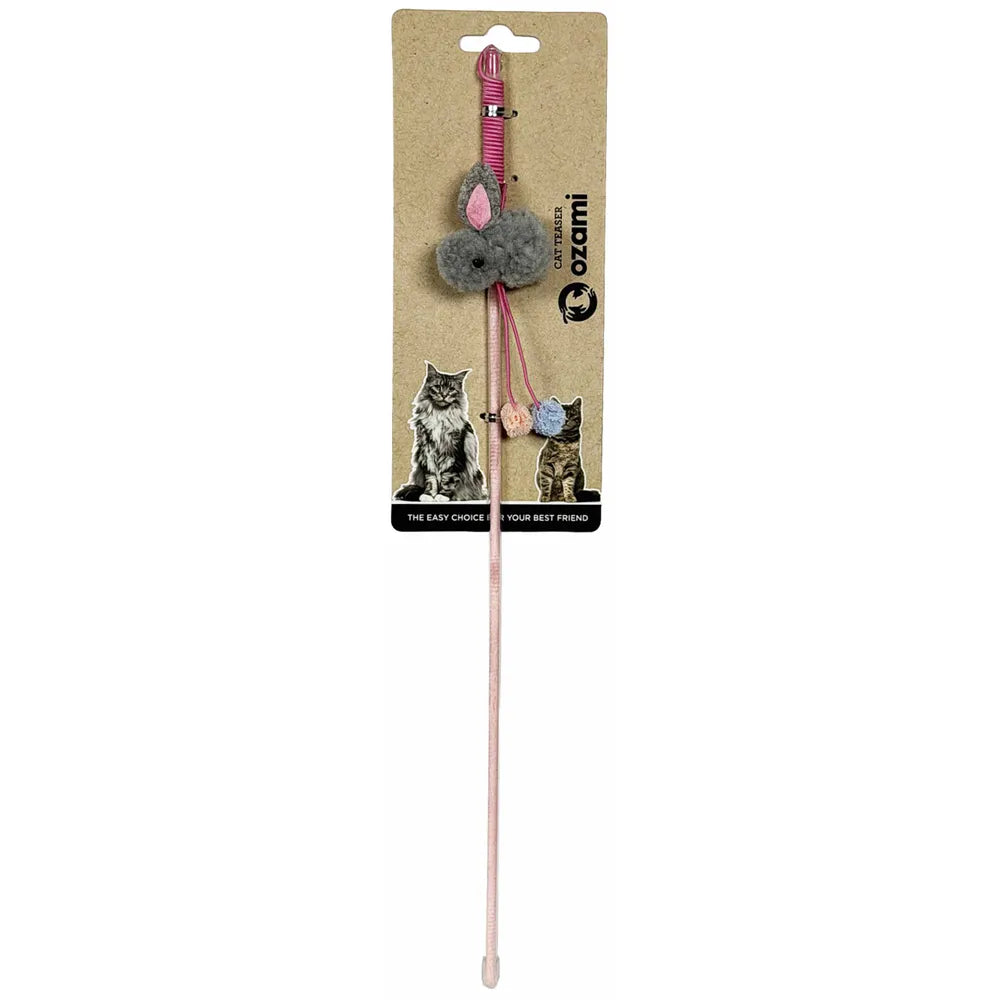 Ozami Cat Wand Hopping Rabbit Pink/grey