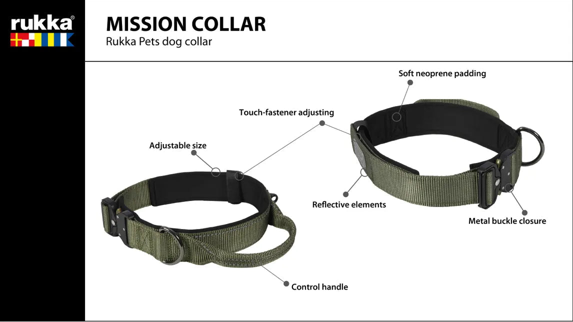 Rukka Pet Mission Collar kahvapanta - oliivinvihreä