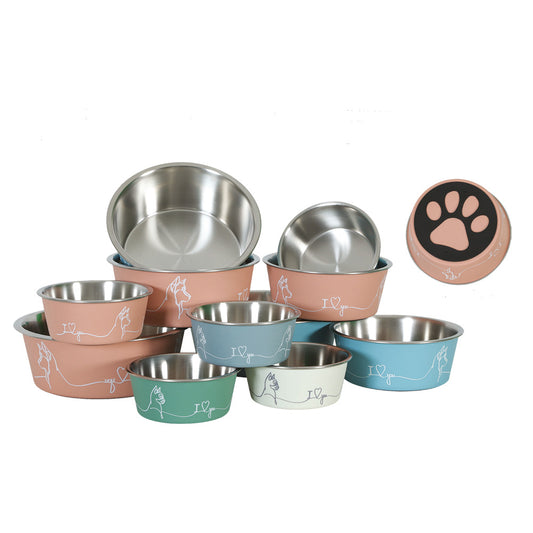 Zolux Love Dog metallikuppi silikonipohjalla, 400ml rose