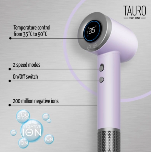 Tauro Pro Line fööni integroidulla ioniteknologialla, pinkki