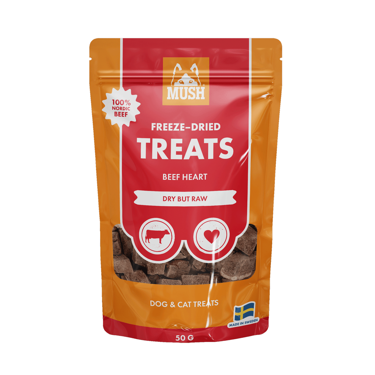 Mush Freeze-Dried Treats Naudan sydän 50g