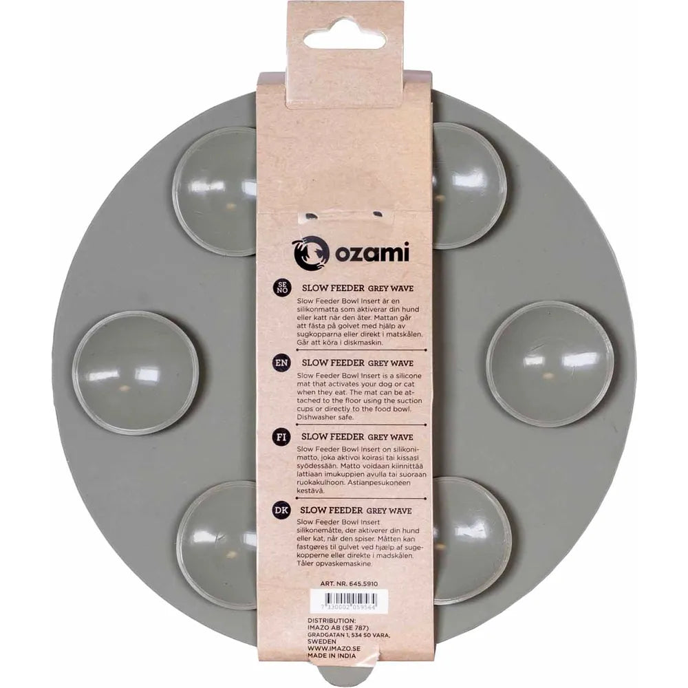 Ozami Slow Feeder imukupeilla - Harmaa aalto 15,7 x 15cm