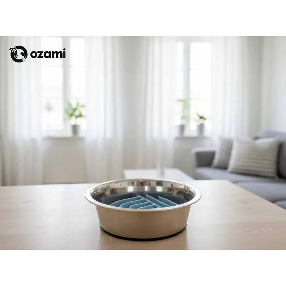 Ozami Slow Feeder imukupeilla - Sininen kaari 15,7 x 15cm