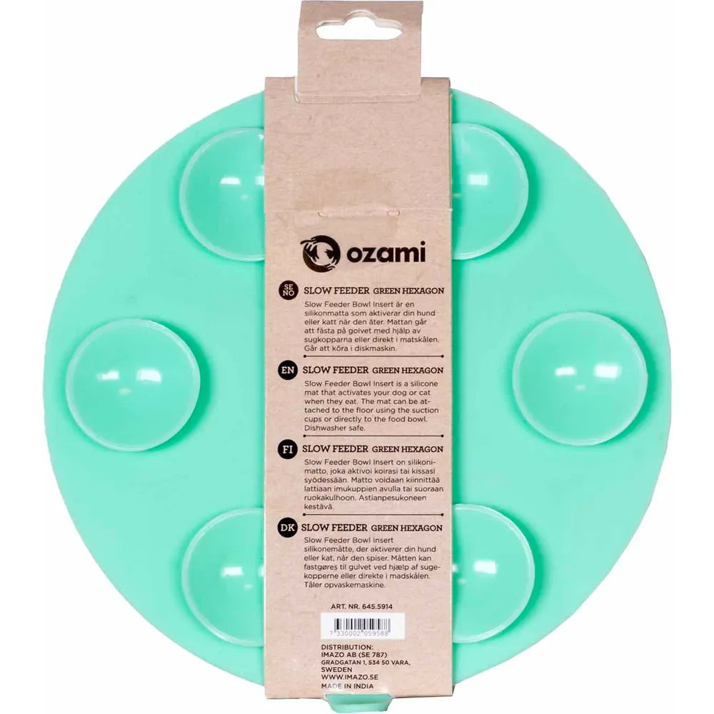 Ozami Slow Feeder imukupeilla - Vihreä Hexagon 15,7 x 15cm