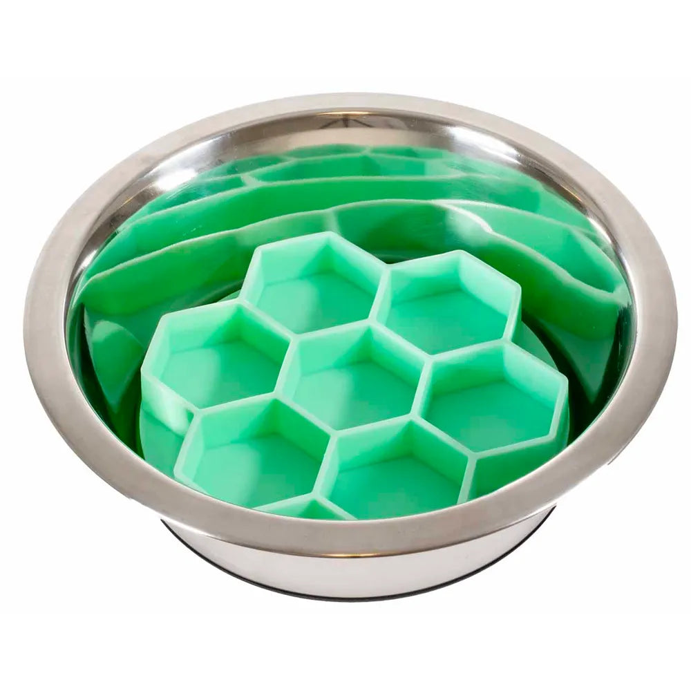 Ozami Slow Feeder imukupeilla - Vihreä Hexagon 15,7 x 15cm