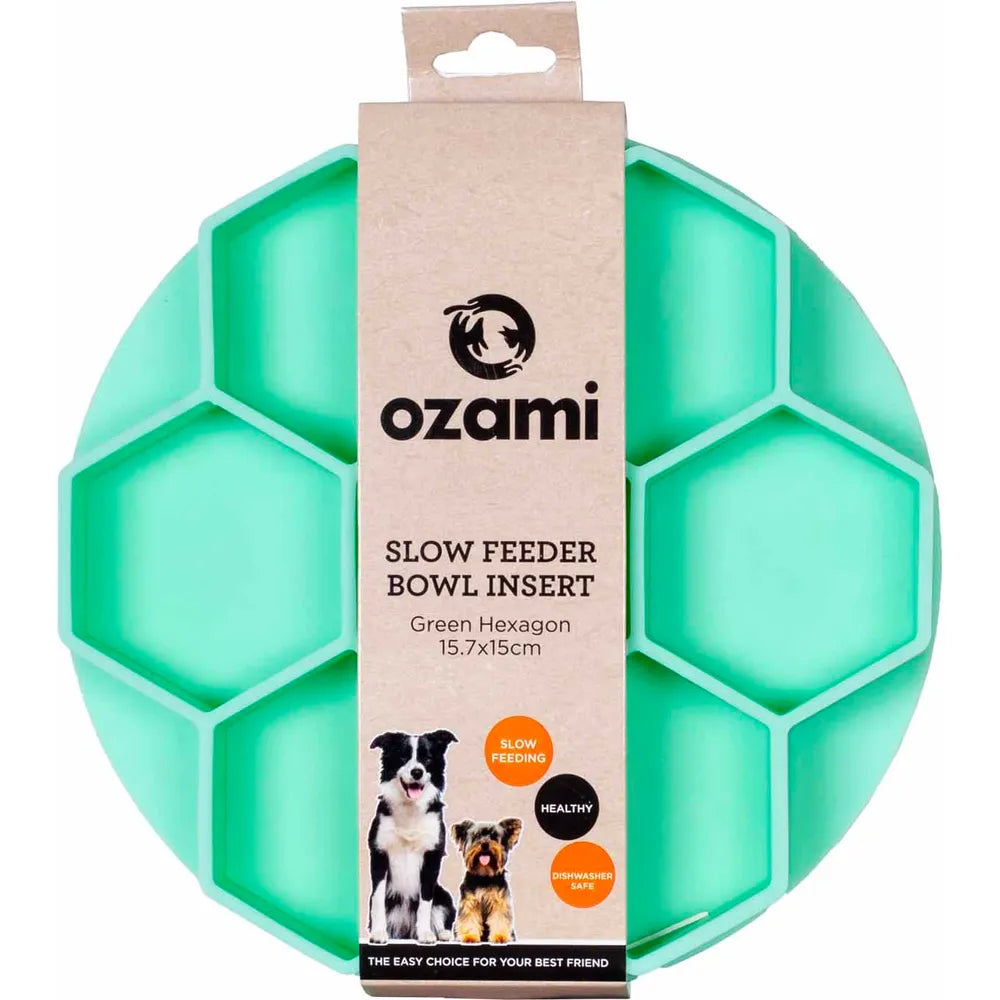 Ozami Slow Feeder imukupeilla - Vihreä Hexagon 15,7 x 15cm