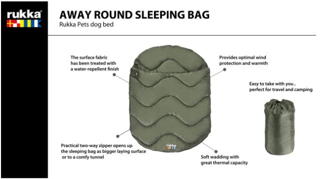 Rukka Pets Away Round Sleeping Bag - koiran makuupussi, oliivinvihreä L