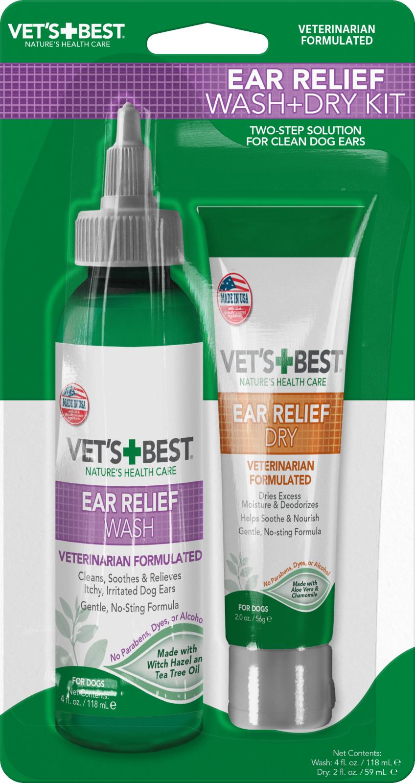 Vet's Best Ear Relief korvanpuhdistussetti 118ml/56g