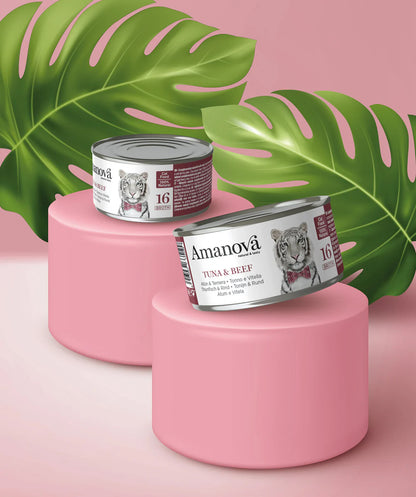 Amanova Cat Adult Tonnikala & Nauta liemessä 70g purkki