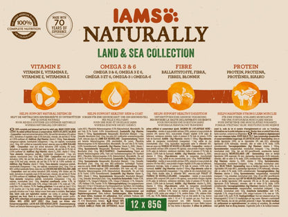 IAMS Naturally kastikkeessa 12x85g Land&Sea