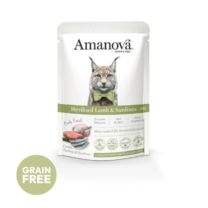 Amanova Cat Adult Sterilised lammas & sardiini 85g